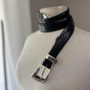 Brighton Onyx Black Leather‎ Belt Silver Buckle – Size 42 / 48” Made in USA